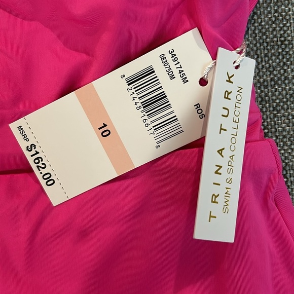 Trina Turk One Piece Swimsuit Monaco Ring Color Rose Size 10 - Picture 8 of 14